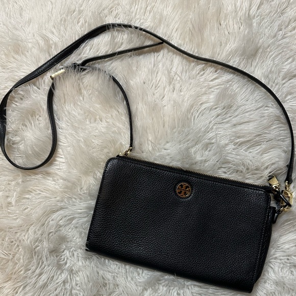 Tory Burch Bags Tory Burch Black Crossbody Pebbled Leather And Gold
